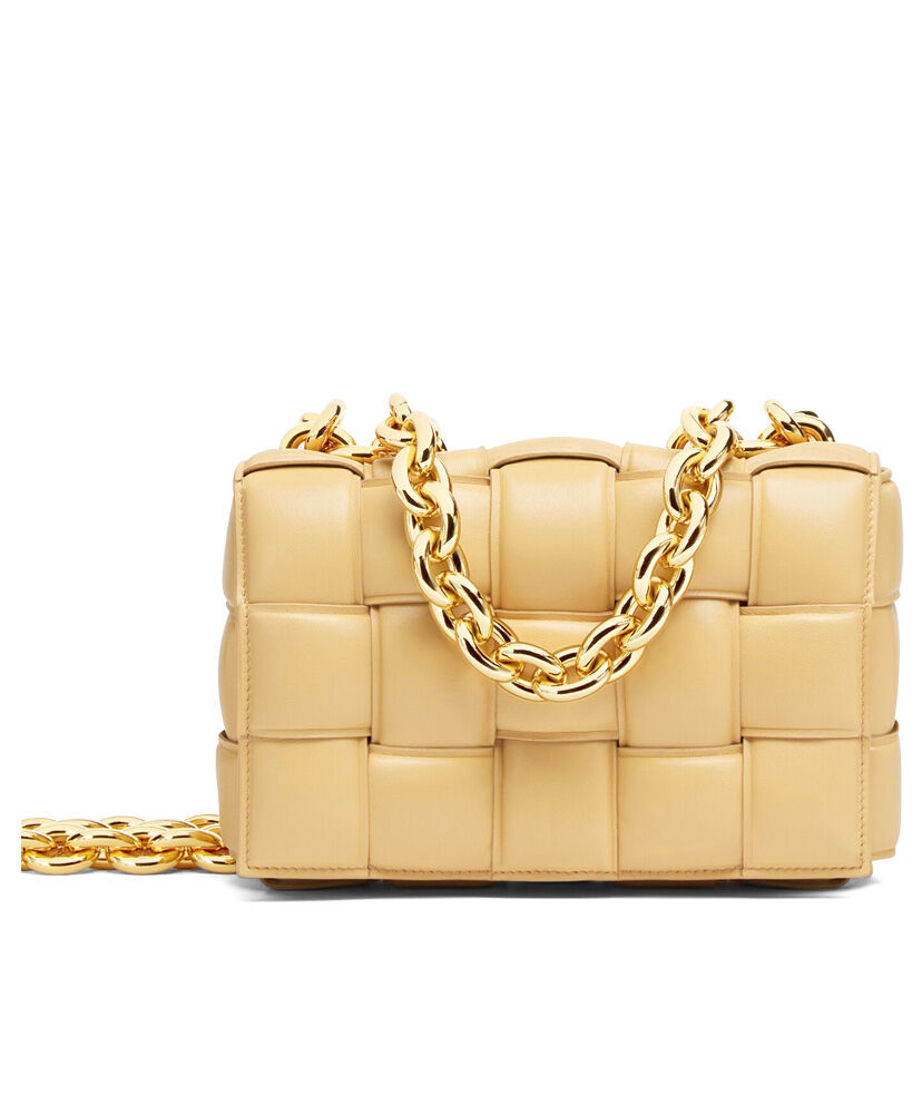 Bottega Veneta Chain Cassette Crossbody Bag Lambskin Apricot